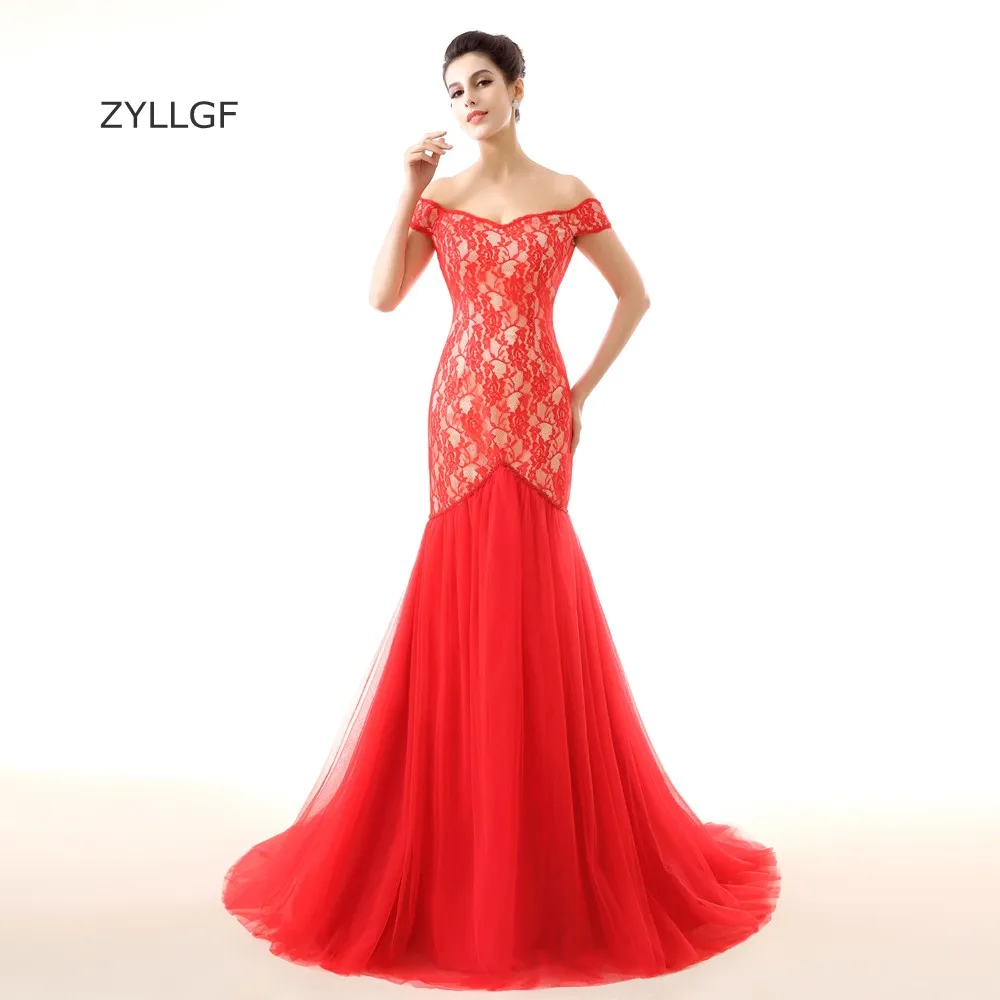 Zyllgf Vestidos De Festa Vestido Longo Noite Русалка с плеча Кружево и тюль платье невесты Наряды на