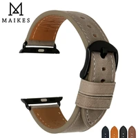 maikes quality genuine cow leather watch strap replacement for apple watch band 44mm 40 42 38mm series 6 5 4 3 2 iwatch bracelet