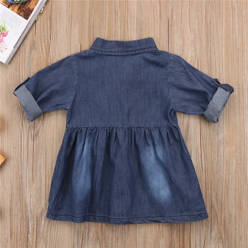 Emmababy 1-5Y Children fashion Baby Girl Denim dress kids bebe girls street style Princess Dresses clothes girl | Детская одежда и