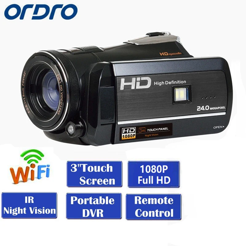 [Авторизованный Дистрибьютор] Ordro D395 FHD 1080P 3 дюймовый сенсорный Sceen 24MP 18X Zoom IR