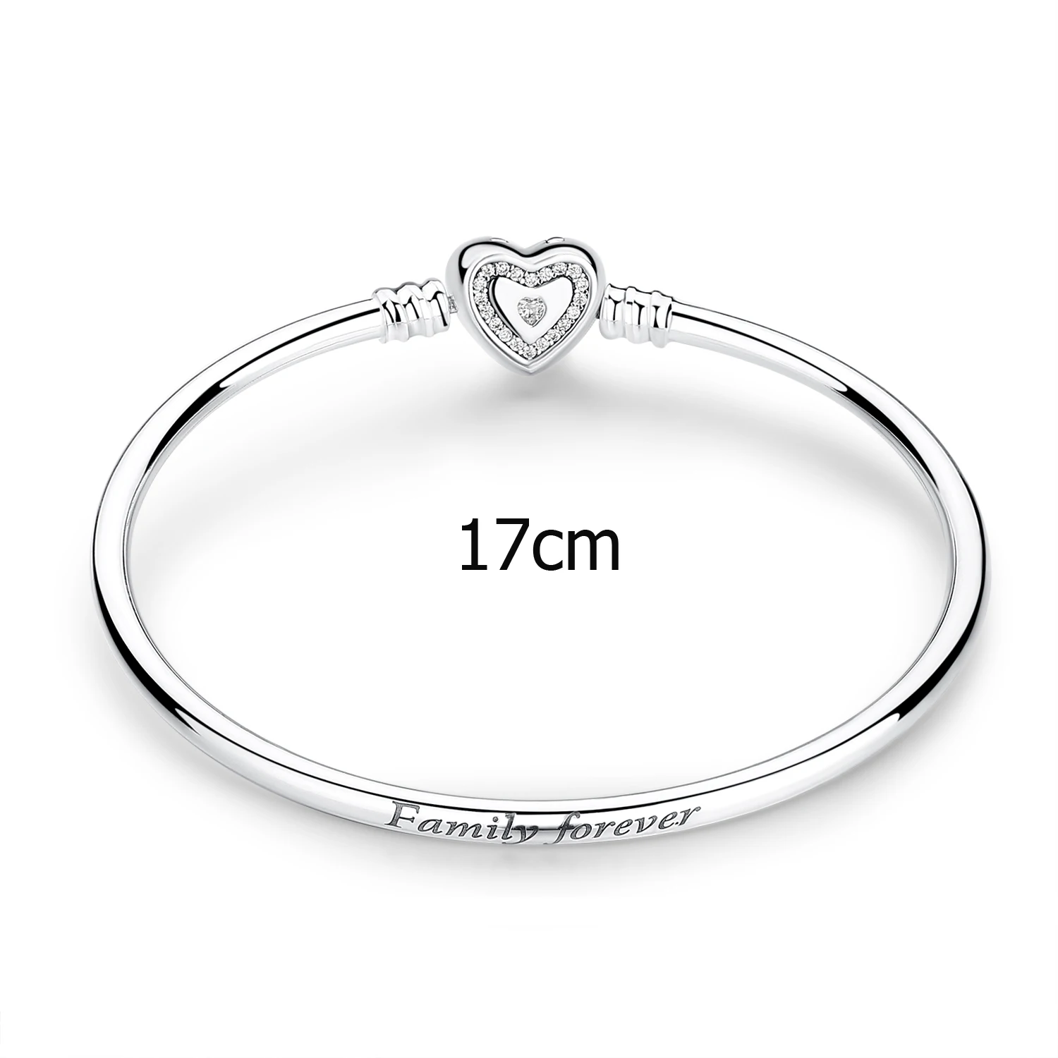 17cm Новые Аутентичные 925 пробы серебряные ювелирные изделия Fit Пан шарик шарма желаемое Сердце CZ браслет с застежкой Family Forever моменты браслеты сделай сам - Окраска металла: 17cm