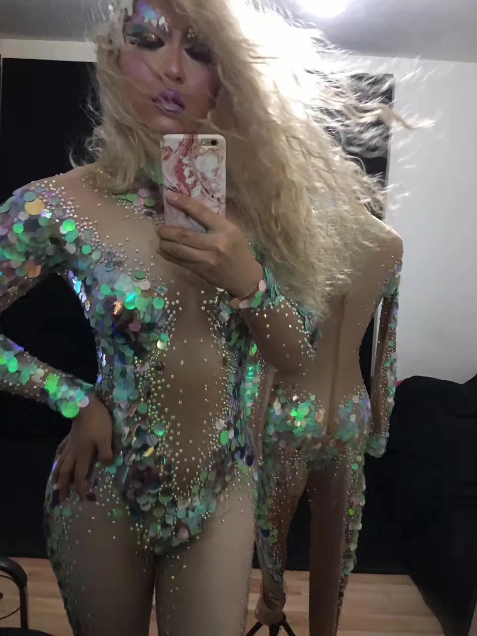 Сексуальный костюм русалки с блестками для сцены певицы танцовщицы женщин со