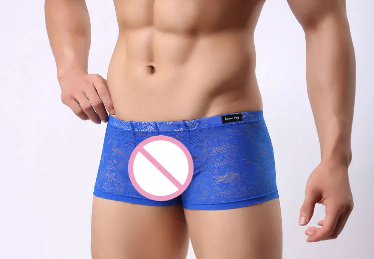 Горячие сексуальные мужские Кружевные Прозрачные Боксеры шорты прозрачные