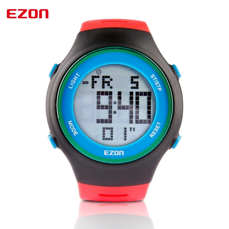Цифровые мужские спортивные часы EZON с двойным секундомером уличные повседневные
