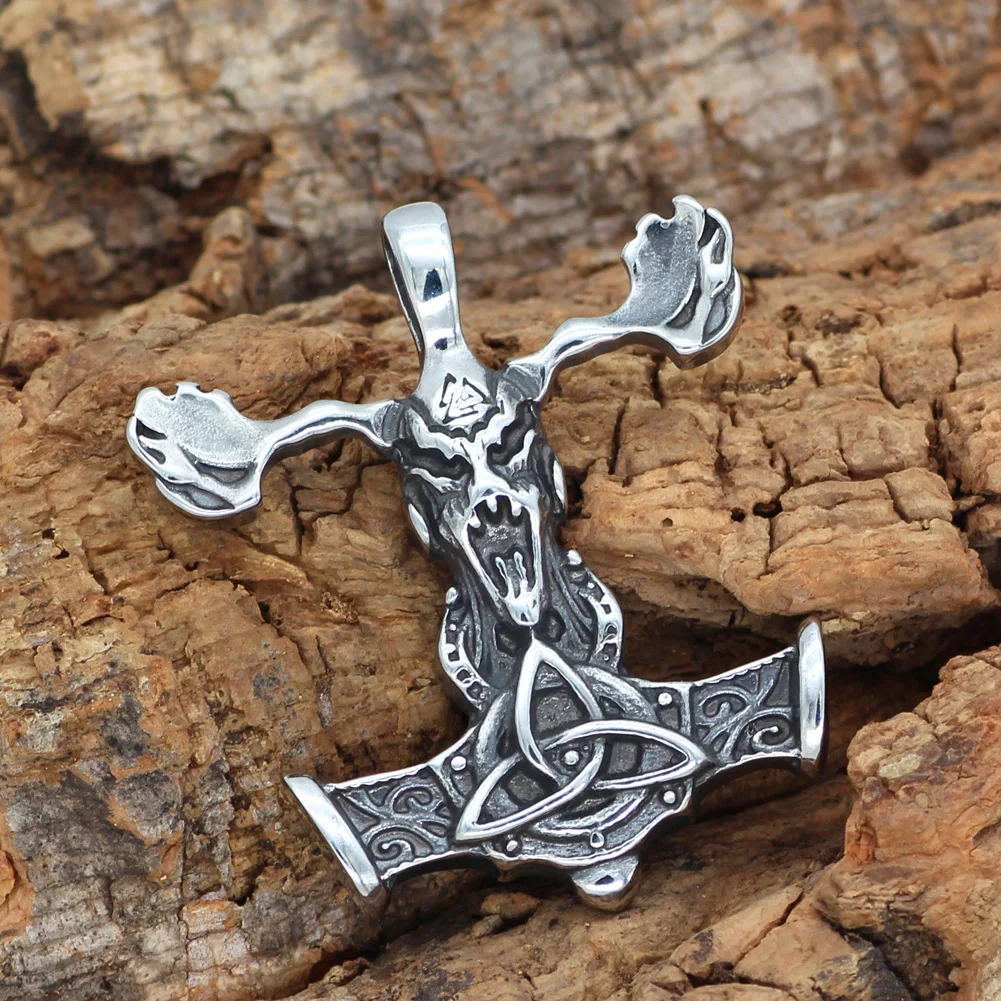 Мужской скандинавский Викинг с узлом thor hammer Talisman MJOLNIR ожерелье из нержавеющей
