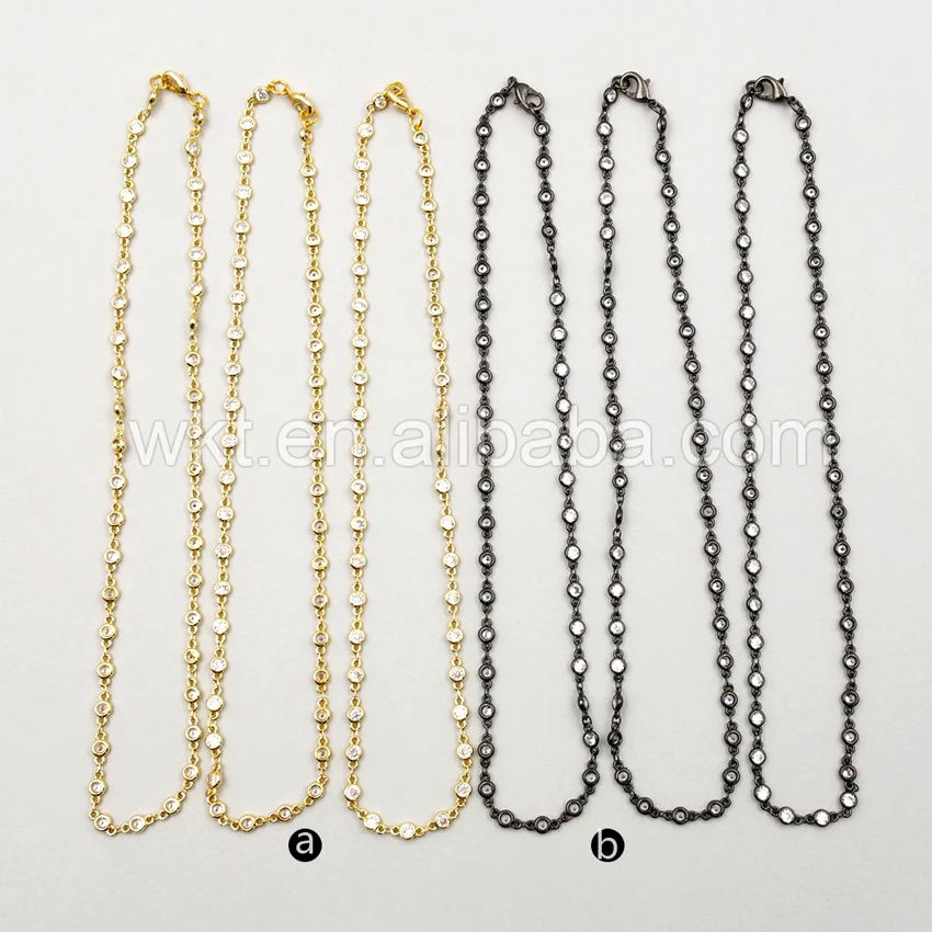 

WT-N952 Wholesale custom cubic zirconia beads necklace High quality resist tarnishable necklace for jewelry making