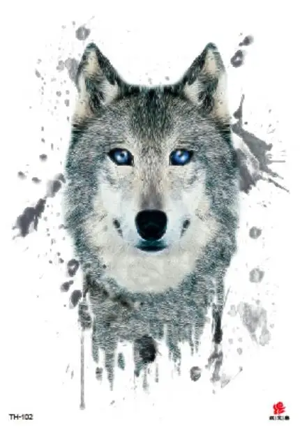 

Temporary Tatoo Fake Tattoo Sticker Watercolor Wolf Big Size Arm Tattoos Stickers Tatouage Waterproof Flash Tatto For Men Women