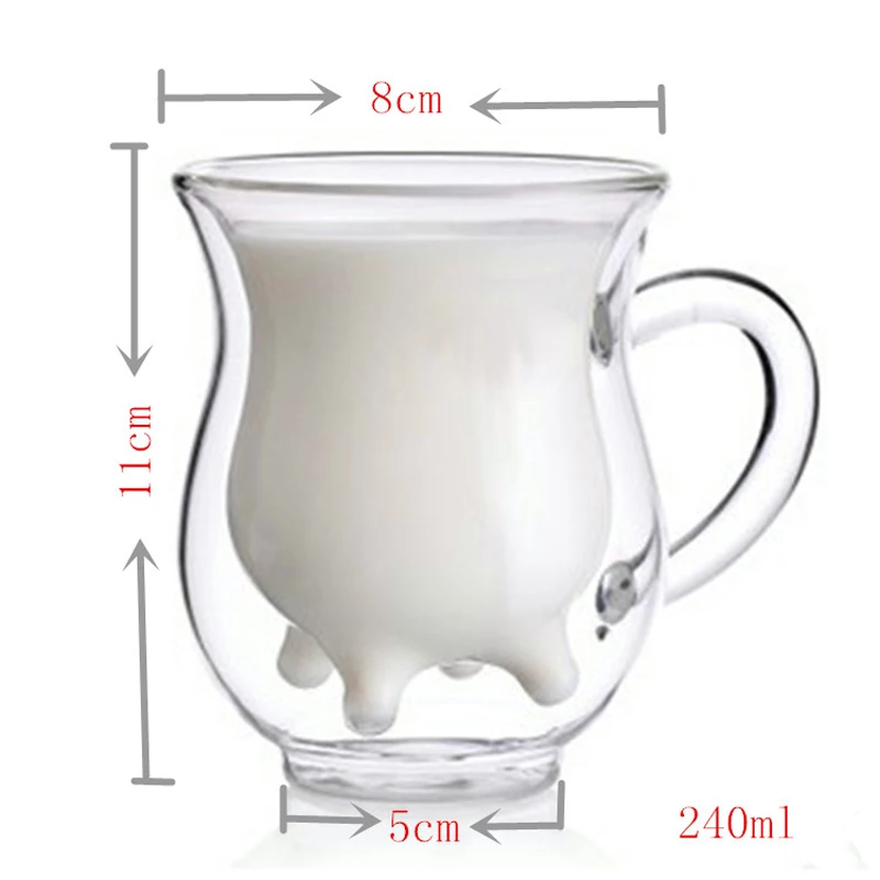 Новинка стаканы для напитков молока коровы 240 мл двойные термостойкие стеклянные