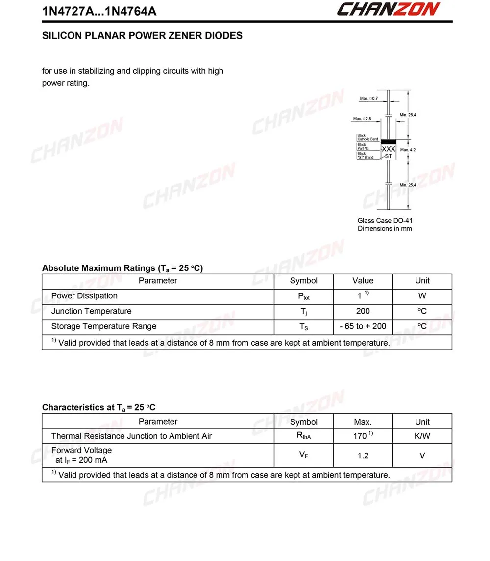 (100 шт.) 1N4728A 1N4728 Мощность зенеровский диод 1 Вт 3 V DO 41 (DO 204AL) осевой кулер ватт Вольт