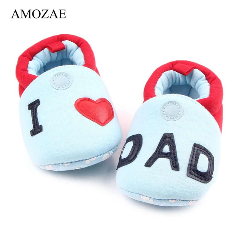 

Baby Shoes Newborn PU Leather Print Letter I LOVE MOM&DAD First Walker Soft Bottom Comfortable Footwear Toddler Free Shipping