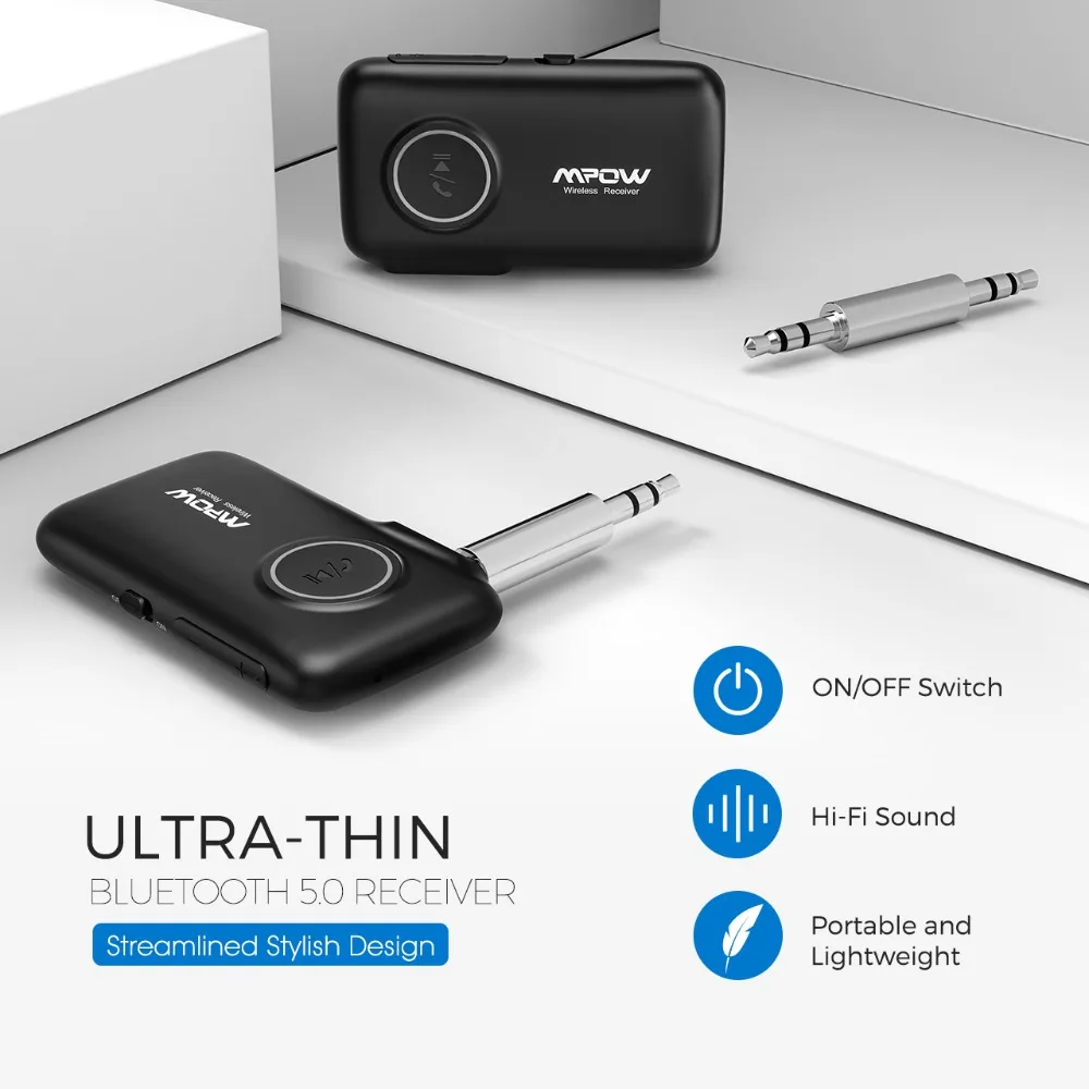 Mpow обновленный V5.0 Bluetooth приемник автомобильный bluetooth-адаптер с 15 ч Время воспроизведения для ТВ наушников динамик Игры Аудио AUX автомобиля BH298