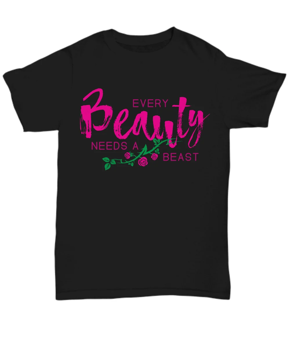 Every Beauty Needs A Beast hoodies T-shirt Men and Women Round Neck Large Size Tshirt Tops Tee Free Shipping | Мужская одежда
