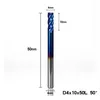 4XD4X11X50L 1pc 1-12mm HRC 50 Carbide End Mill 4 Flutes CNC Router Bit Nano Blue Coated Spiral Engraving Bit End Milling Cutter - Длина режущей кромки: 4XD4X11X50L