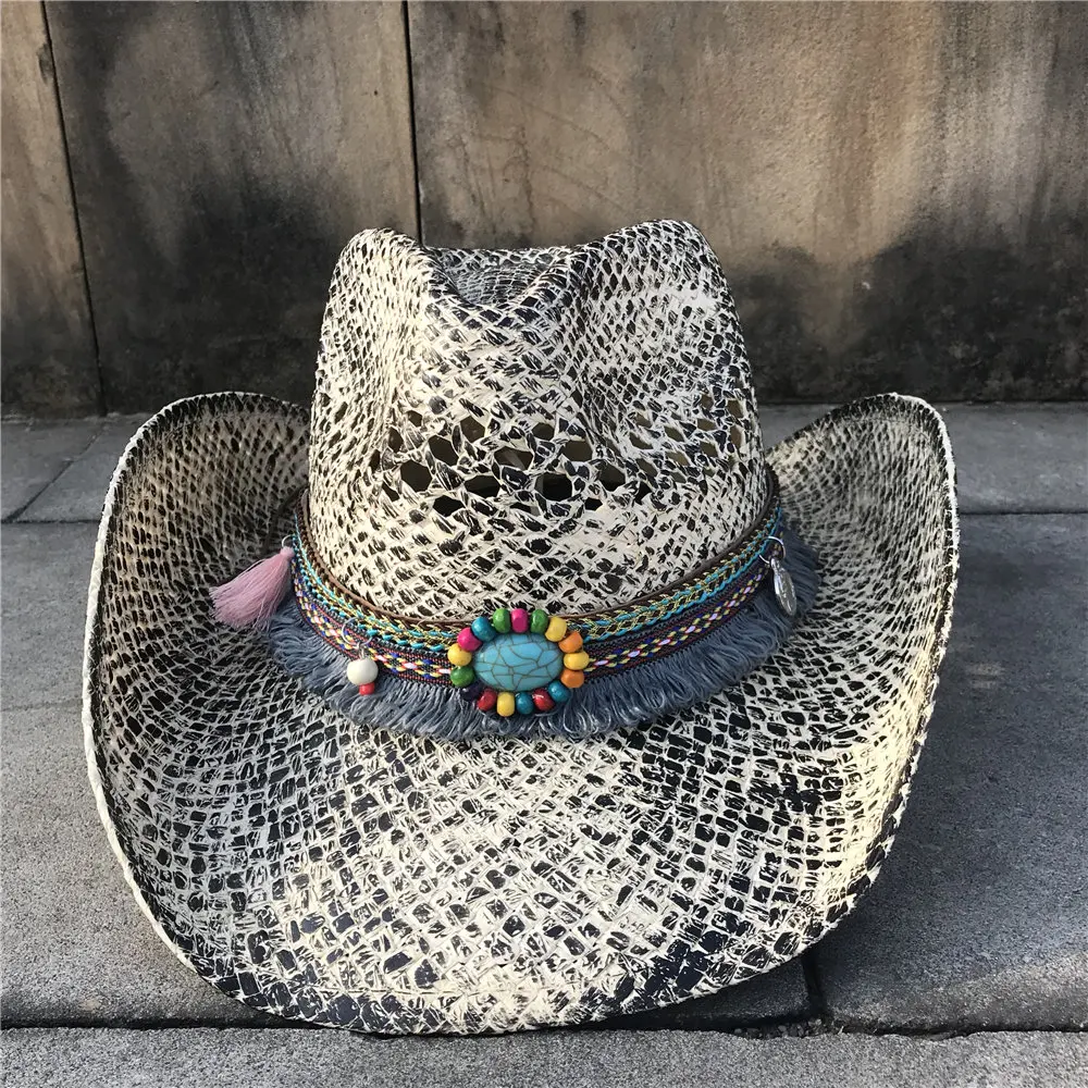 Летняя женская соломенная шляпа в ковбойском стиле элегантная Sombrero Hombre с