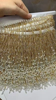 cou001 10 yardsbag 12 13 cm width golden beads ribbon fringe tassel for garmentdecorativehomewedding bridal gown dress