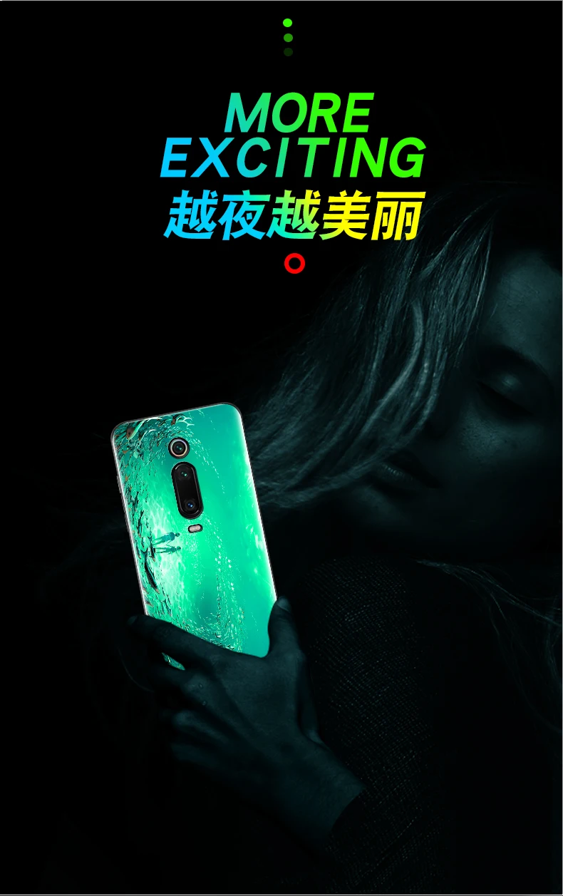 Чехол для Xiaomi Redmi K20 Pro роскошный светящийся жесткий защитный чехол из закаленного