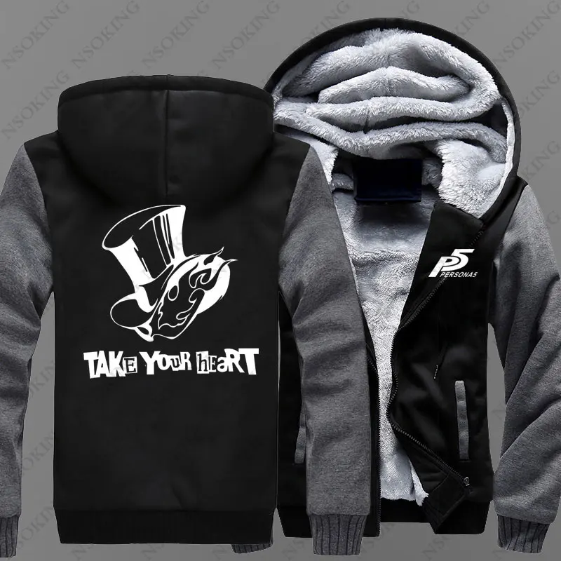 Persona 5 Толстовка аниме PS5 hero пальто зимняя куртка Для мужчин толстые свитшоты на молнии