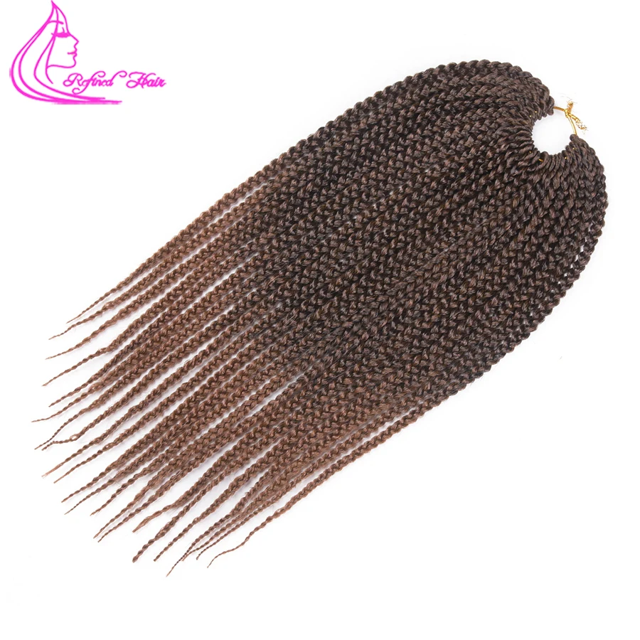 Изысканный 14 18 22 дюймов Crotchet Box косички наращивание волос Омбре коричневый бордовый крючком косички синтетические низкотемпературные волокна