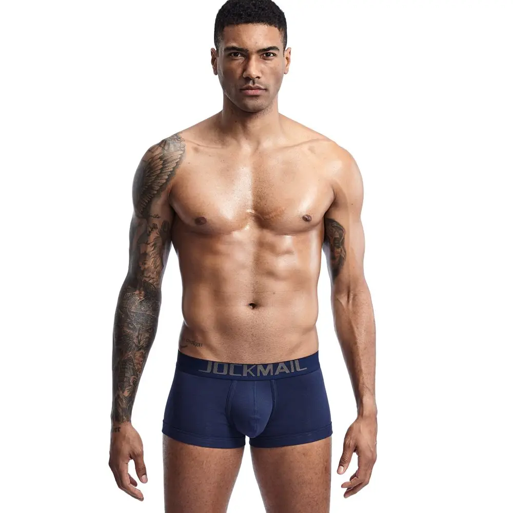 JOCKMAI, мужское нижнее белье, хлопковые боксеры, 4 цвета, мужские шорты, мягкие, удобные трусики, Слип, одноцветные, мужские боксеры, Сексуальная Домашняя одежда, u-выпуклая