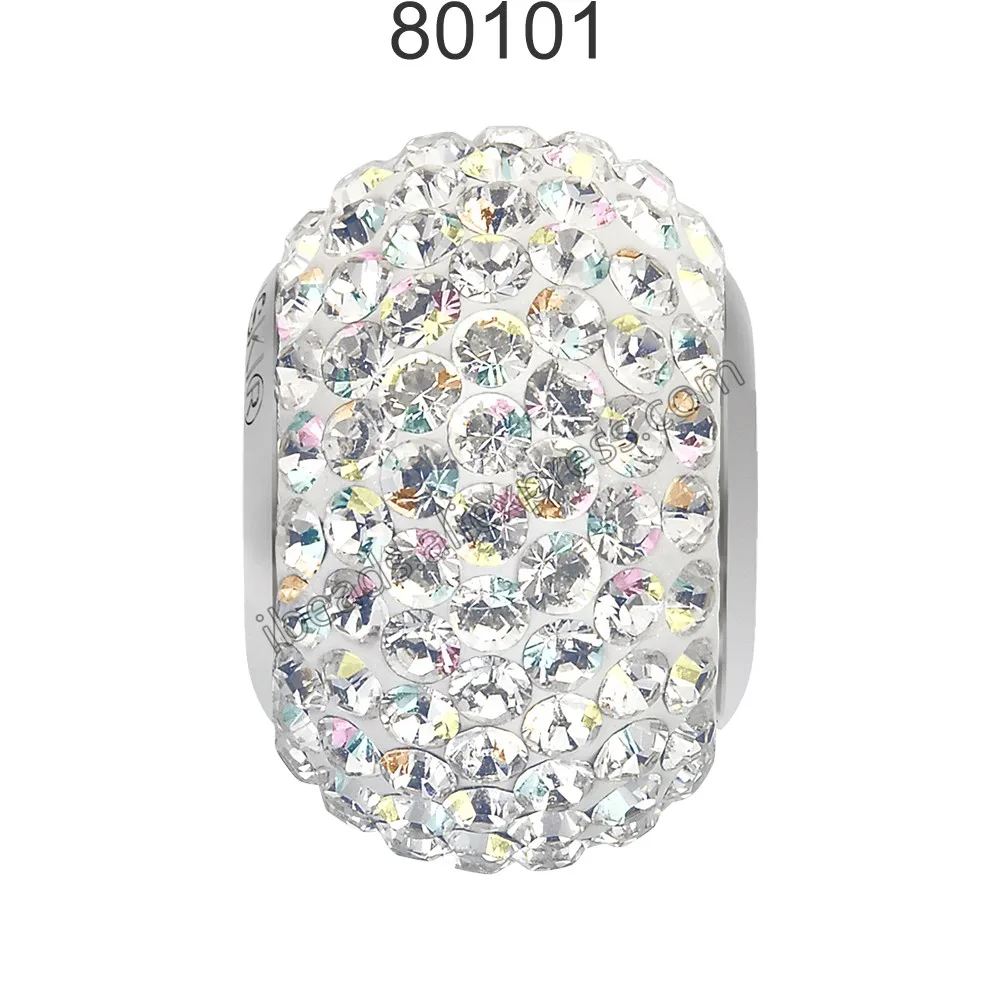 Crystal 001 AB 1 шт.) Кристалл от Swarovski 80101 Becharmed& Pave свободные бусины подходят для брендовых браслетов и ювелирных изделий - Цвет: Crystal 001 AB