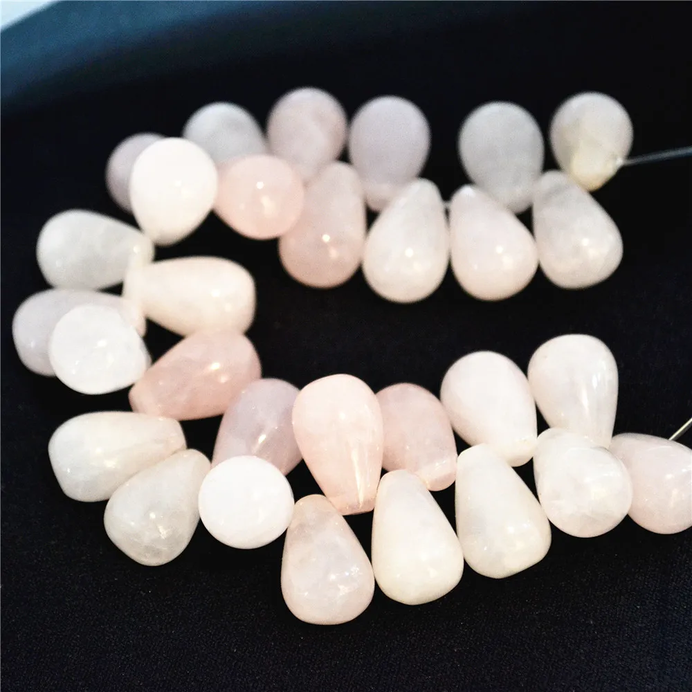 28 шт. бусины в форме капель воды 15 х10 мм|pear shaped beads|shaped beadsrose quartz |