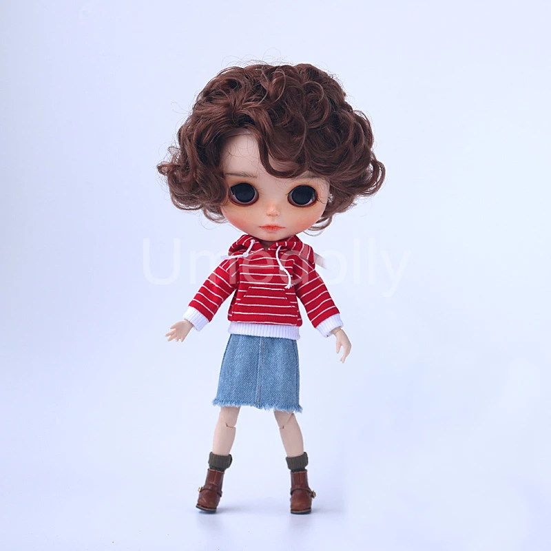 Новая модная джинсовая юбка/красные толстовки для Blyth 1/8 1/6 BJD средняя одежда OB11