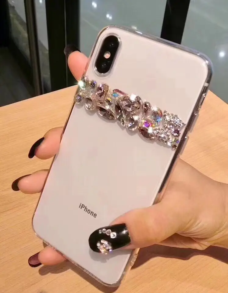 ORYKSZ Silicone Case For iPhone 6 6S Cases Luxury Rhinestone Transparent Tpu Soft Phone Cover 7 8 Plus X Back Coque |