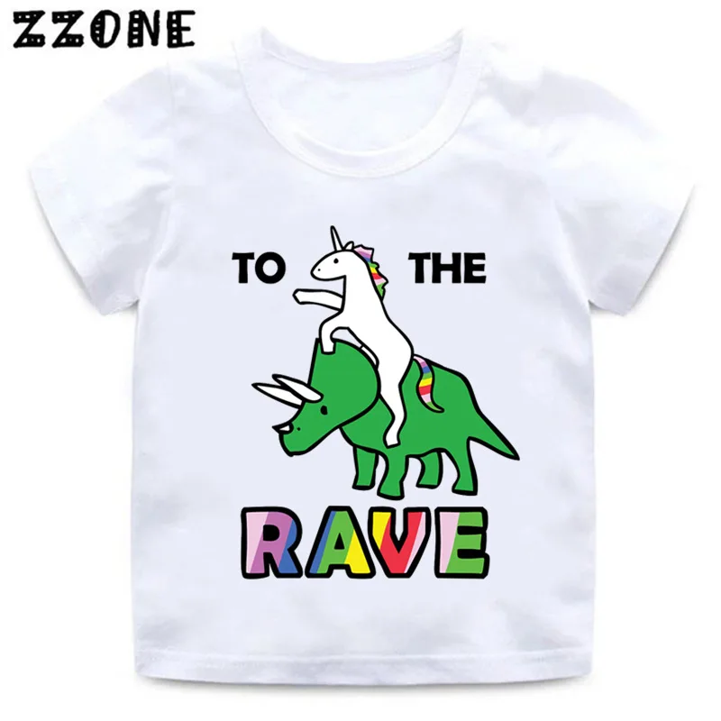 Футболка для мальчиков и девочек с рисунком единорога езды на дискотеке забавная