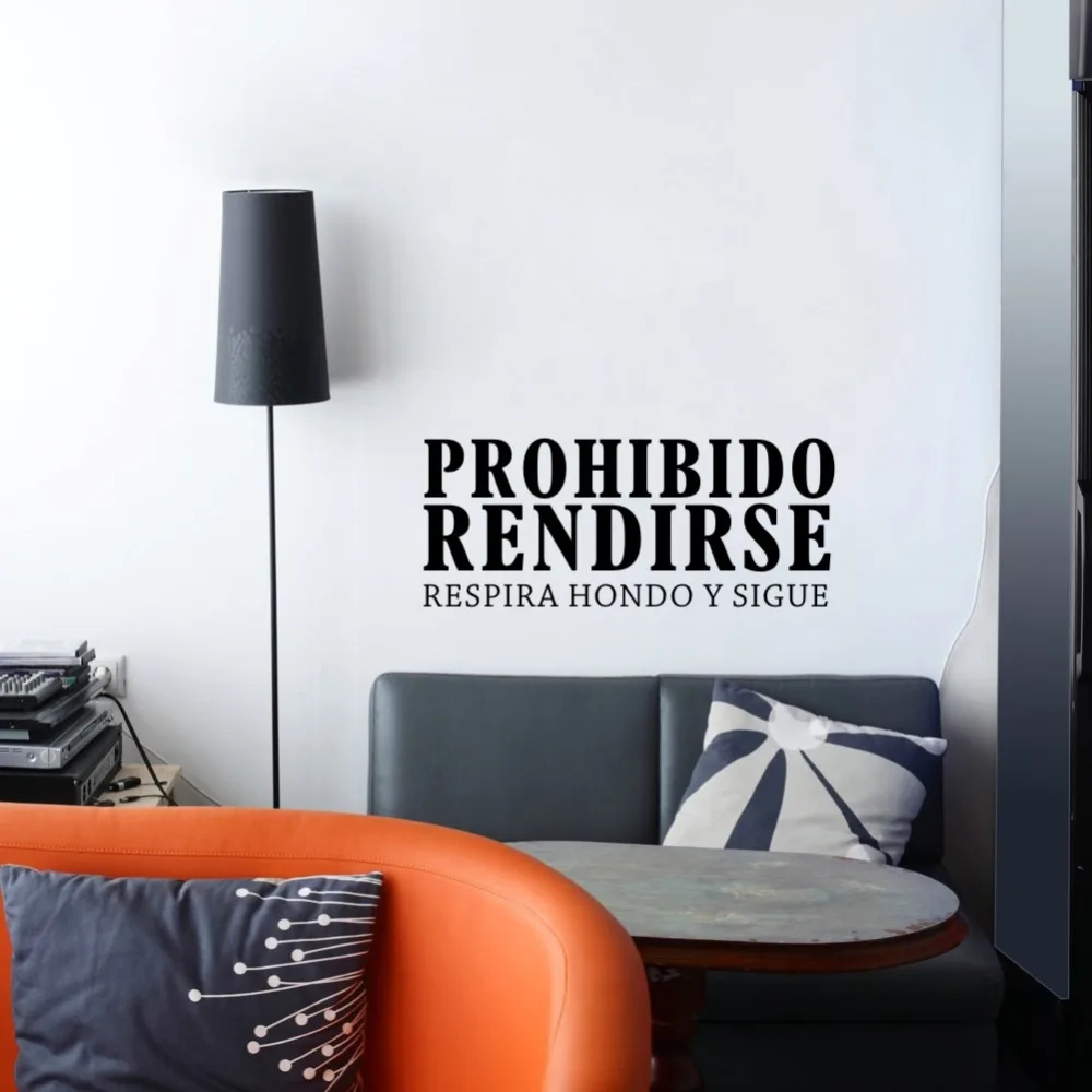 Вдохновляющие цитаты на испанском языке probido Rendirse виниловое искусство настенный стикер офис назначения гостиная спальня Детская комната Декор SPS-57