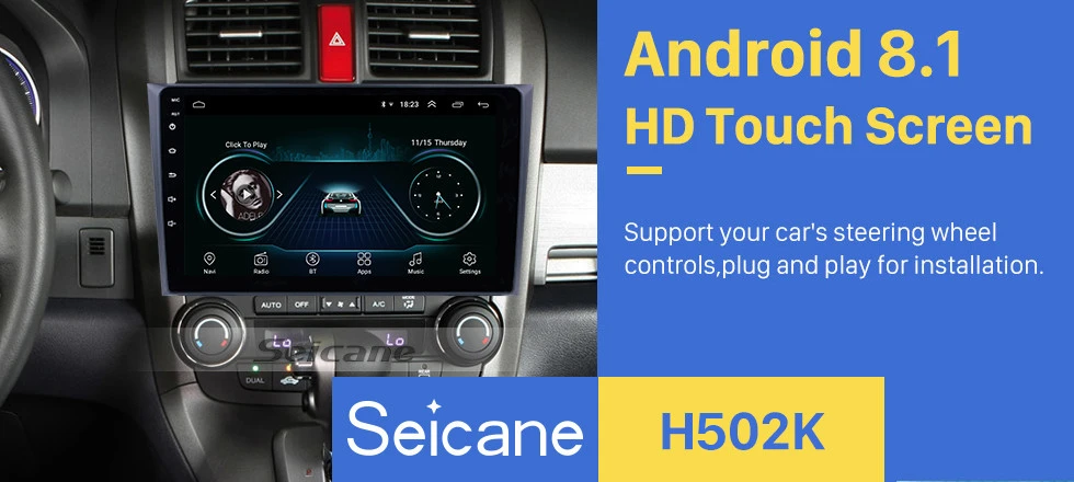 Seicane 9 дюймов HD тачскрин радио Android 8,1 головное устройство для 2006-2011 Honda CRV Стерео gps навигационная система Bluetooth SWC