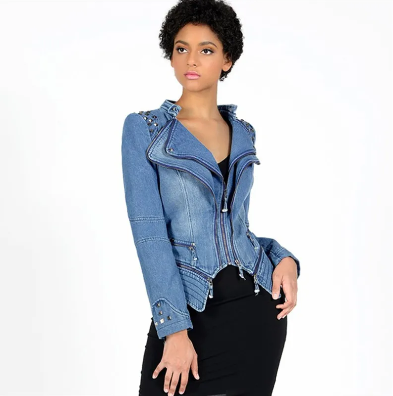 Женская джинсовая куртка на весну и осень большие размеры 5XL 6XL приталенная