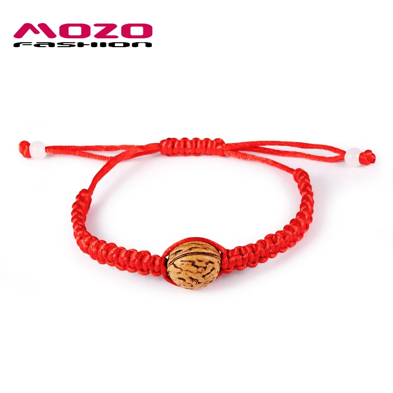 

Fashion Unisex Jewelry Chinese Style Classic Walnut Design Handmade Red Braided Rope Men Women Hand Strap Charm Bracelet MHS006