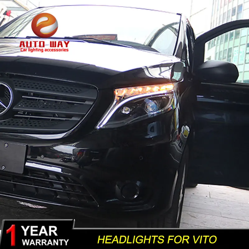 Автомобильный Стильный чехол на голову для Benz vito фары для Benz vito светодиодный фонарь DRL Объектив Двойной Луч Биксенон HID