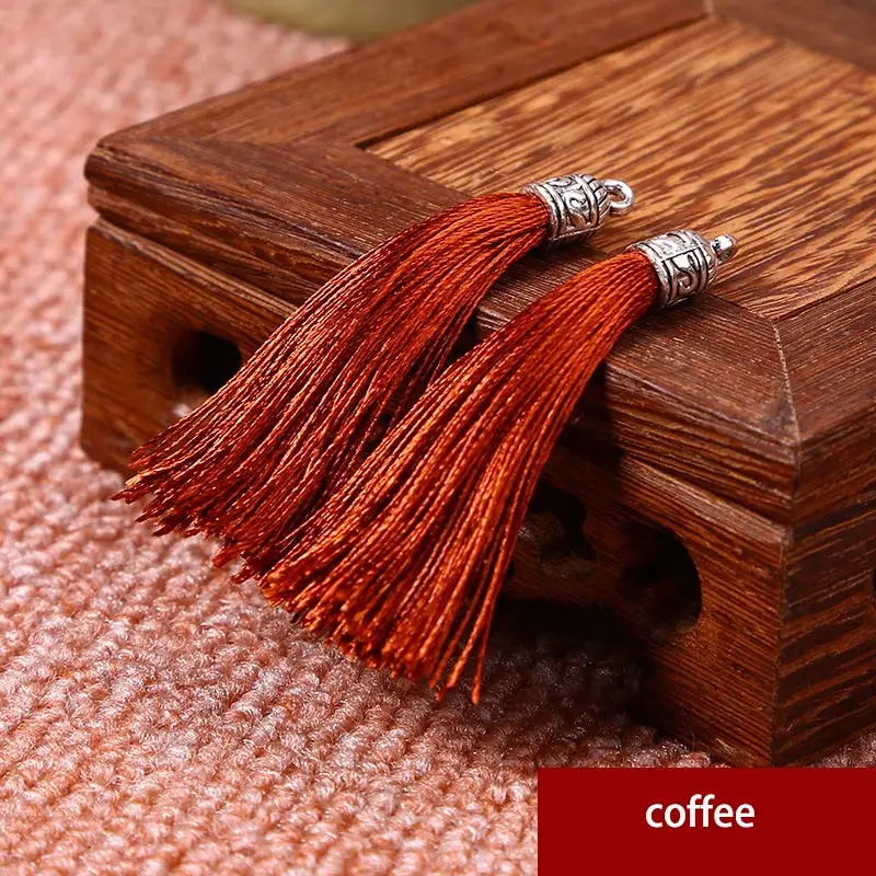 

12pcs/lot Metal cap tassels silk fringe bangs flower tassel trim decorative tassels for curtains home decoration accessories