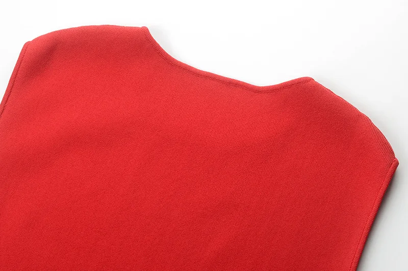 fall new round neck sleeveless letter pattern big pocket women slim knitted dress