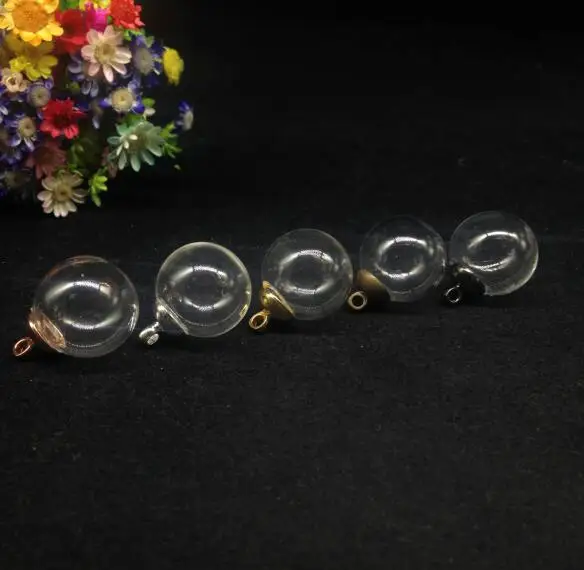 

20pcs 16mm High quality round ball glass globe bubble cover dome with classic cap glass vial pendant diy glass bottle necklace