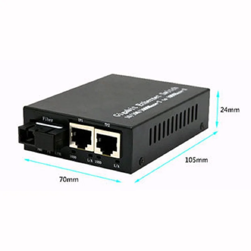 10/100/1000 м Однопортовый SC волоконный и 2 портовый RJ45 одномодовый 20 километровый