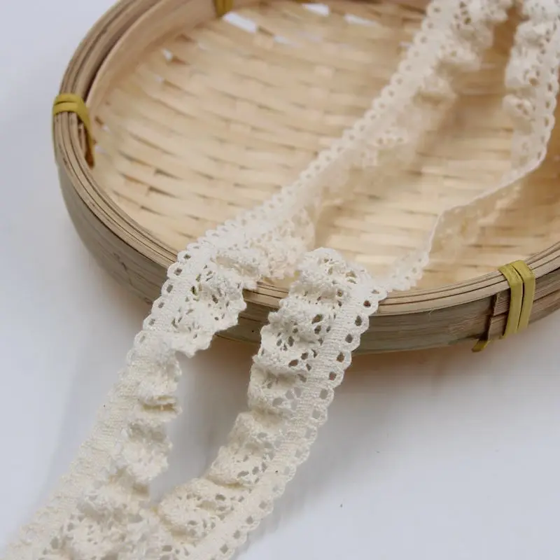 5 ярдов хлопковое кружево эластичное бежевое ажурное цветочное для ручной работы
