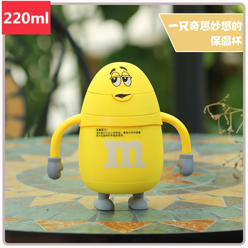 

M Chocolate Beans Stainless Steel Vacuum Flask Thermoses Coffee Cup 220ml Insulated Tumbler Child Water Bottles Christmas Gifts