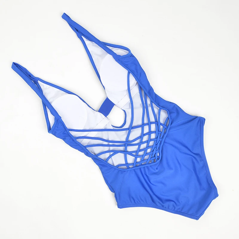 2018 Летний Новый Популярный Одноцветный синий женский купальник цельный