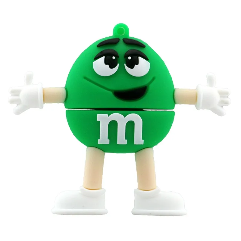 Green Прекрасный USB 2,0 мультфильм шоколад M&M радужные бобы конфеты USB флэш-накопитель 4 ГБ 8 г 16 ГБ 32 ГБ 64 Гб Флешка флэш-карта памяти подарки - Цвет: Green
