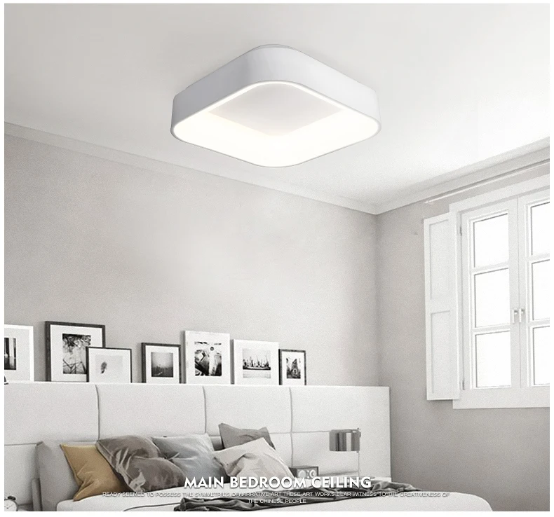 Скандинавский простой акриловый светодиодный потолочный светильник с регулируемой яркостью, квадратный алюминиевый светодиодный потолочный светильник для спальни, светодиодный потолочный светильник для гостиной