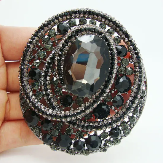 

Ttювелирных изделий, винтажная черная кристаллическая овальная брошка со стразами, классические украшения для вечеринок для женщин