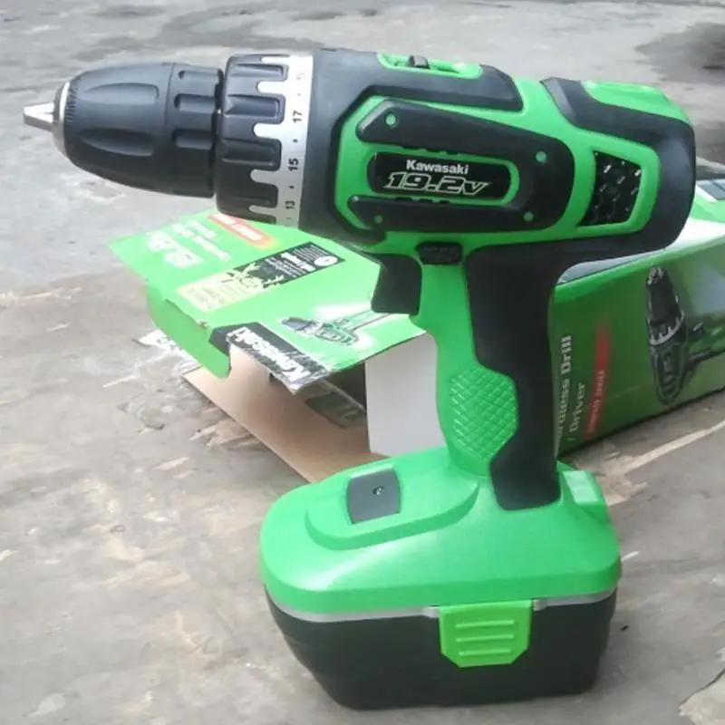 220V 10 мм Универсальный патрон Kawasaki 19,2 V аккумуляторная дрель с аккумулятором и зарядным устройством