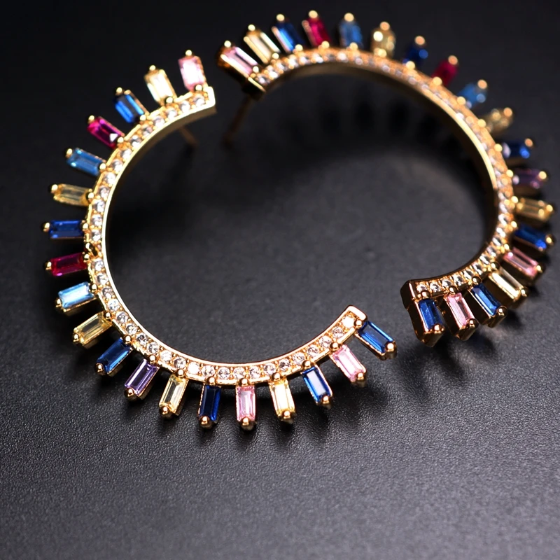 Разноцветные радужные серьги-гвоздики в форме Луны полная прокладка красочные