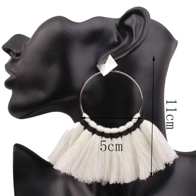 Exaggerated Fashion Woven Boho Tassel Earrings For Women Long Drop Wedding Party Bridal Fringed Jewelry Gift | Украшения и