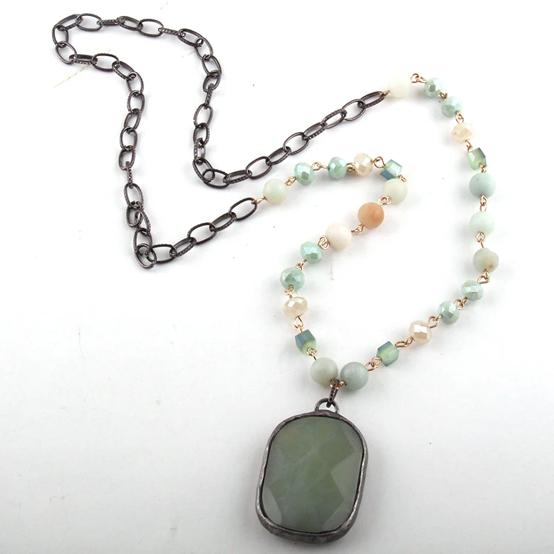 Ювелирные изделия из натурального камня и стекла длинная цепочка с подвеской