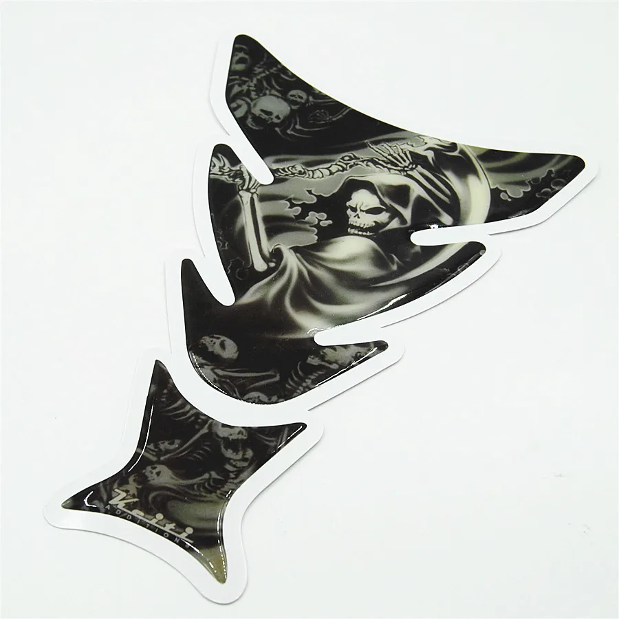 Обычной почтой Мотоцикл Череп Танк Pad Protector Стикеры углеродного волокна Decale для Hon