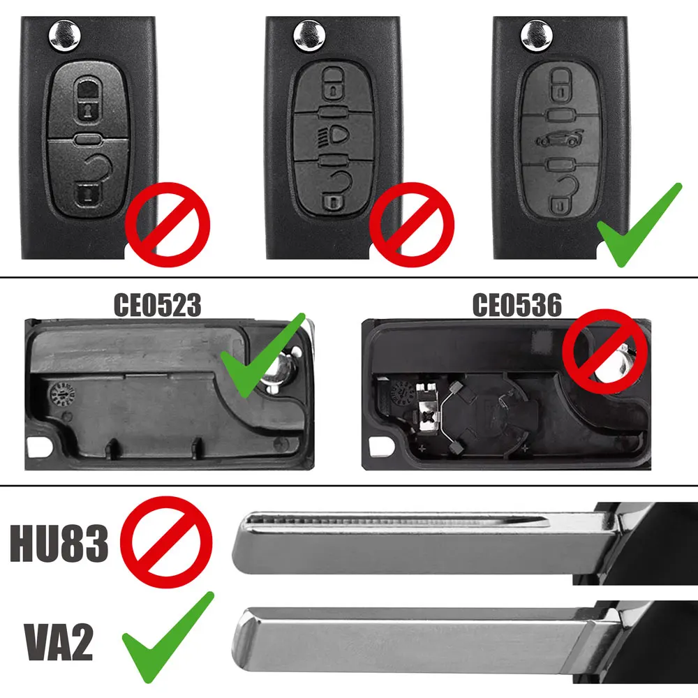 OcioDual CE0523 VA2 Trunk 3 кнопки чехол для выкидного ключа Peugeot 206 207 306 307 308 407 607 806 Citroen C2 C3 C4 C5