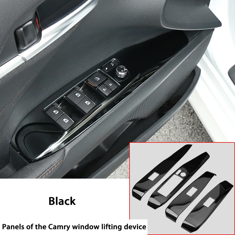 4pcs Black MCrea 4x наклейки для автомобиля для Toyota Camry XV70 межкомнатные окна, двери, подъемное устройство, панели, наклейки, аксессуары - Название цвета: 4pcs Black
